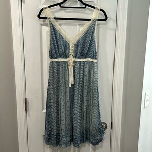 United Colors Of Benetton Blue and Cream Dress